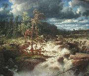 marcus larson Waterfall in Smaland oil painting artist